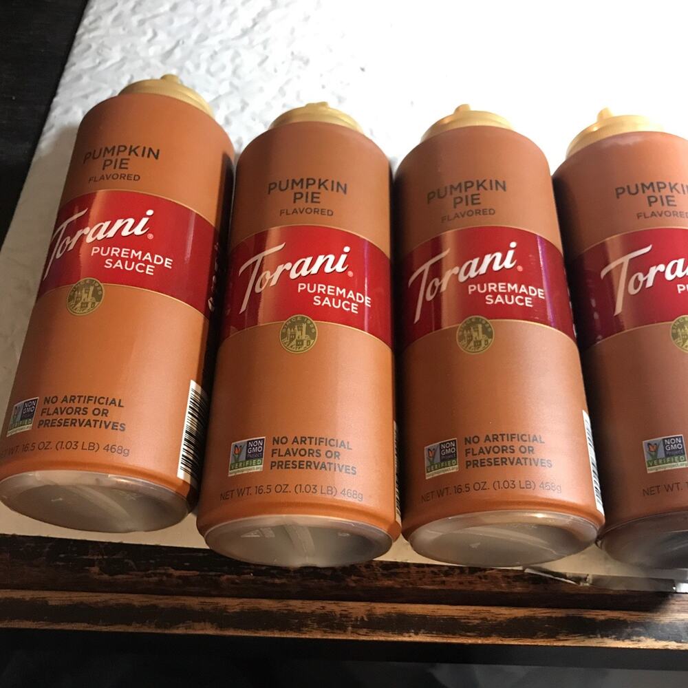 Torani Pumpkin Pie Sauce 4 Pack 64 Fl Oz - Perfect for Desserts & Drinks